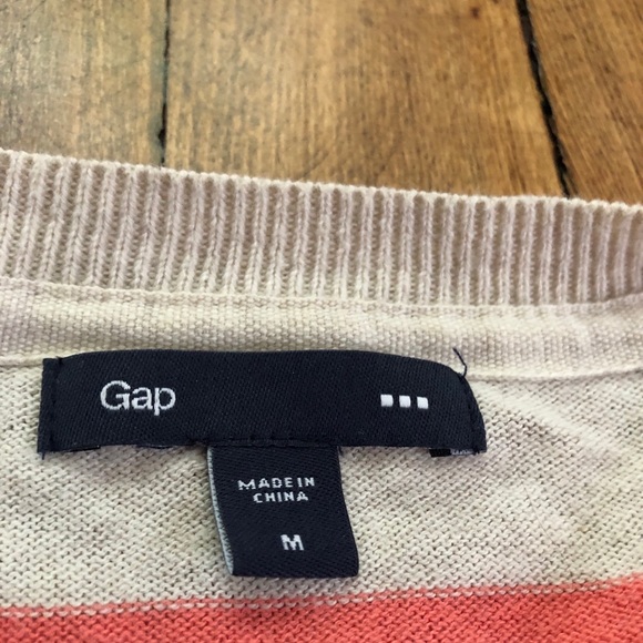 GAP Cream, Coral, & Bright Yellow Striped Cardigan - Picture 4 of 5